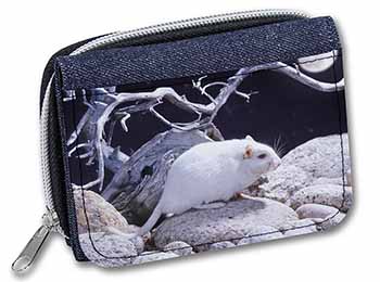 White Gerbil Unisex Denim Purse Wallet