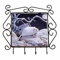 White Gerbil Wrought Iron Key Holder Hooks