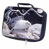 White Gerbil Navy Insulated School Lunch Box/Picnic Bag