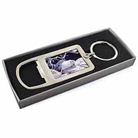 White Gerbil Chrome Metal Bottle Opener Keyring in Box