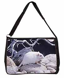 White Gerbil Large Black Laptop Shoulder Bag School/College