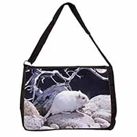 White Gerbil Large Black Laptop Shoulder Bag School/College