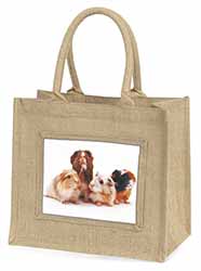 Guinea Pigs Natural/Beige Jute Large Shopping Bag