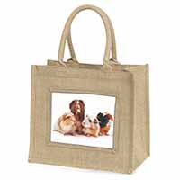 Guinea Pigs Natural/Beige Jute Large Shopping Bag