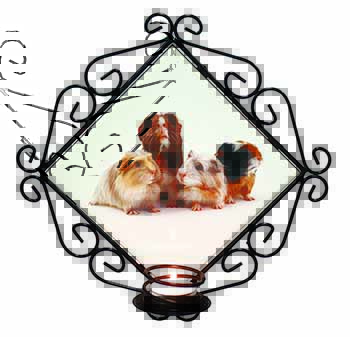 Guinea Pigs Wrought Iron Wall Art Candle Holder