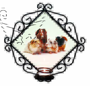 Guinea Pigs Wrought Iron Wall Art Candle Holder