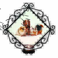 Guinea Pigs Wrought Iron Wall Art Candle Holder