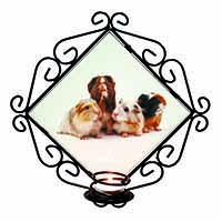 Guinea Pigs Wrought Iron Wall Art Candle Holder