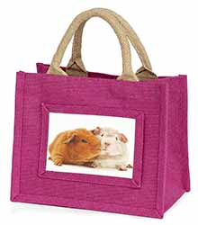 Guinea Pig Print Little Girls Small Pink Jute Shopping Bag