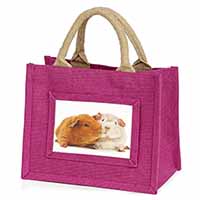 Guinea Pig Print Little Girls Small Pink Jute Shopping Bag