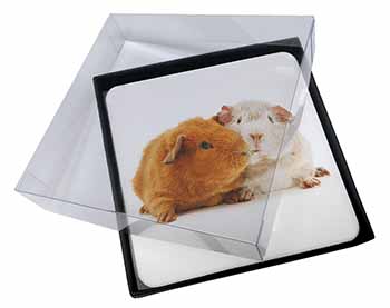 4x Guinea Pig Print Picture Table Coasters Set in Gift Box
