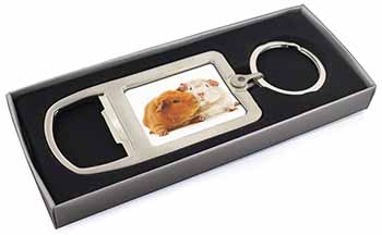 Guinea Pig Print Chrome Metal Bottle Opener Keyring in Box