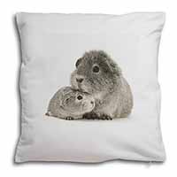 Silver Guinea Pigs Soft White Velvet Feel Scatter Cushion