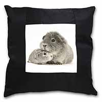 Silver Guinea Pigs Black Satin Feel Scatter Cushion