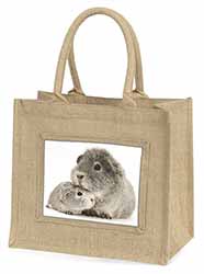 Silver Guinea Pigs Natural/Beige Jute Large Shopping Bag