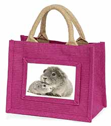 Silver Guinea Pigs Little Girls Small Pink Jute Shopping Bag