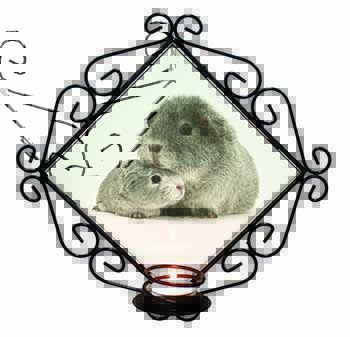 Silver Guinea Pigs Wrought Iron Wall Art Candle Holder