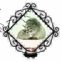 Silver Guinea Pigs Wrought Iron Wall Art Candle Holder