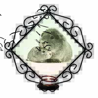 Silver Guinea Pigs Wrought Iron Wall Art Candle Holder