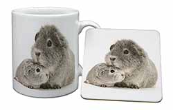 Silver Guinea Pigs Mug and Coaster Set