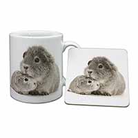 Silver Guinea Pigs Mug and Coaster Set