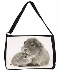 Silver Guinea Pigs Large Black Laptop Shoulder Bag School/College