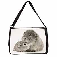 Silver Guinea Pigs Large Black Laptop Shoulder Bag School/College