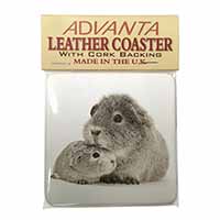 Silver Guinea Pigs Single Leather Photo Coaster