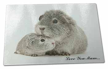 Large Glass Cutting Chopping Board Silver Guinea Pigs 