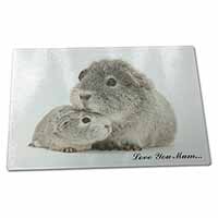 Large Glass Cutting Chopping Board Silver Guinea Pigs 