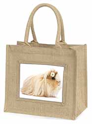 Flower in Hair Guinea Pig Natural/Beige Jute Large Shopping Bag