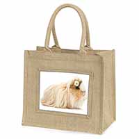 Flower in Hair Guinea Pig Natural/Beige Jute Large Shopping Bag