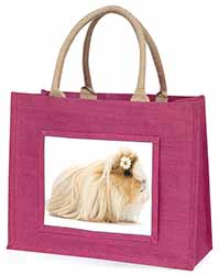 Flower in Hair Guinea Pig Large Pink Jute Shopping Bag
