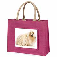 Flower in Hair Guinea Pig Large Pink Jute Shopping Bag