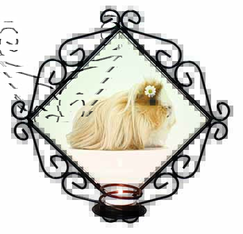 Flower in Hair Guinea Pig Wrought Iron Wall Art Candle Holder