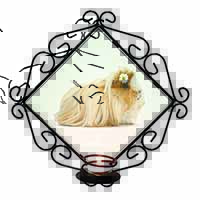 Flower in Hair Guinea Pig Wrought Iron Wall Art Candle Holder