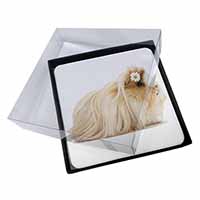4x Flower in Hair Guinea Pig Picture Table Coasters Set in Gift Box