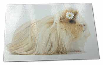 Large Glass Cutting Chopping Board Flower in Hair Guinea Pig