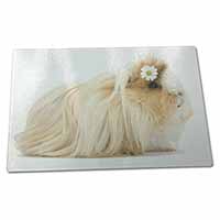 Large Glass Cutting Chopping Board Flower in Hair Guinea Pig