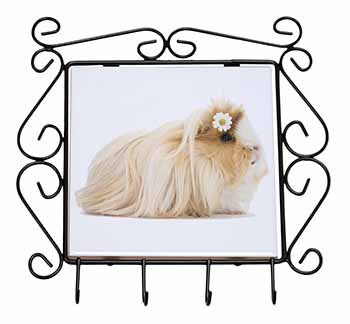 Flower in Hair Guinea Pig Wrought Iron Key Holder Hooks