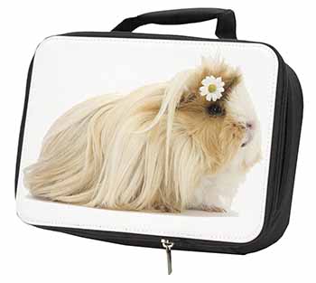 Flower in Hair Guinea Pig Black Insulated School Lunch Box/Picnic Bag
