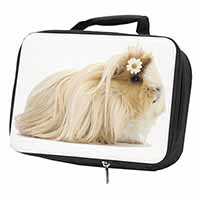 Flower in Hair Guinea Pig Black Insulated School Lunch Box/Picnic Bag