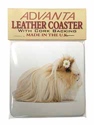 Flower in Hair Guinea Pig Single Leather Photo Coaster