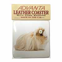 Flower in Hair Guinea Pig Single Leather Photo Coaster