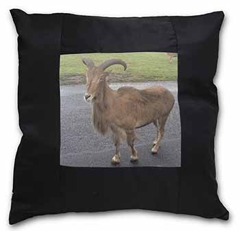 Cute Nanny Goat Black Satin Feel Scatter Cushion