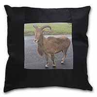 Cute Nanny Goat Black Satin Feel Scatter Cushion