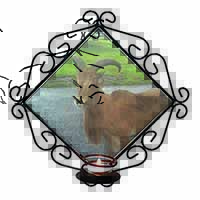 Cute Nanny Goat Wrought Iron Wall Art Candle Holder