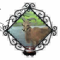 Cute Nanny Goat Wrought Iron Wall Art Candle Holder