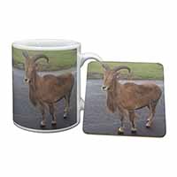 Cute Nanny Goat Mug and Coaster Set