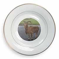 Cute Nanny Goat Gold Rim Plate Printed Full Colour in Gift Box